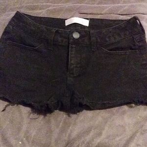 Black denim shorts